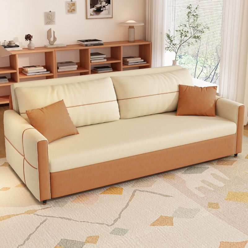 Scandinavian Square Arm Sofa Bed 33.46" H Sleeper with Storage