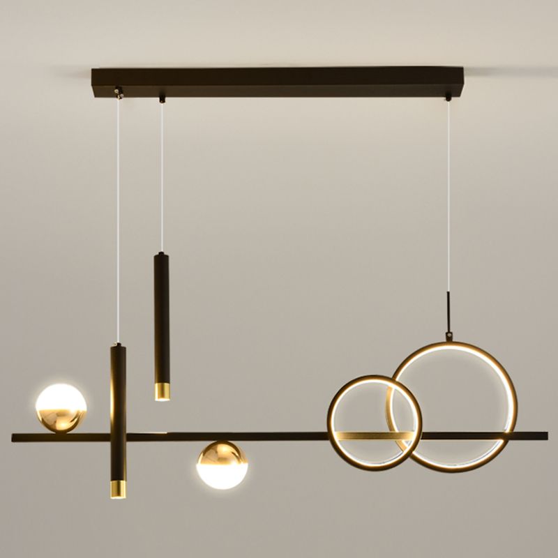 LED Linear Island Lighting Fixture Metal 2-Spotlight Chandelier Lamp for Dining Room