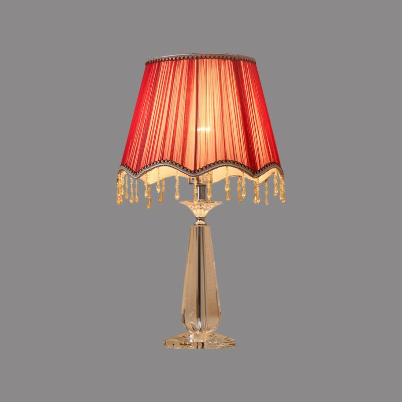 Rot/blau/grün/beige überbackener schatten schatten nachttisch lampe traditionelle Stoff 1 Kopf Schlafzimmer Kristalltisch Leuchte