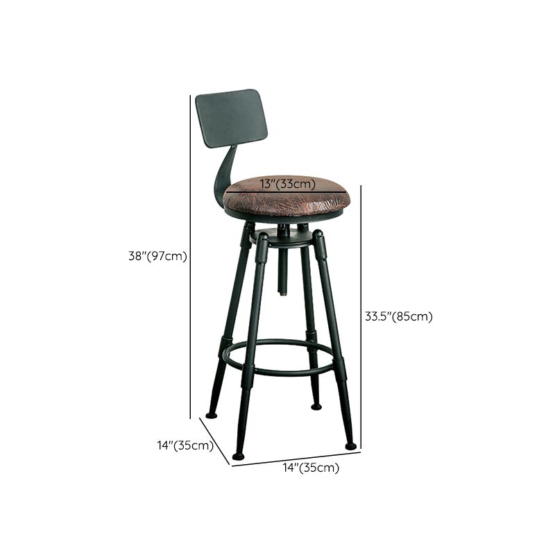 Adjustable Height Bar Stools Industrial Barstool with Metal Legs