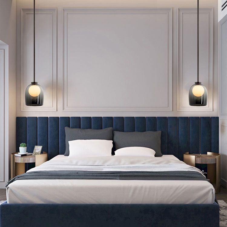 Light a sospensione moderno a cuoio artistico Lampada sospesa con tonalità in vetro di fumo