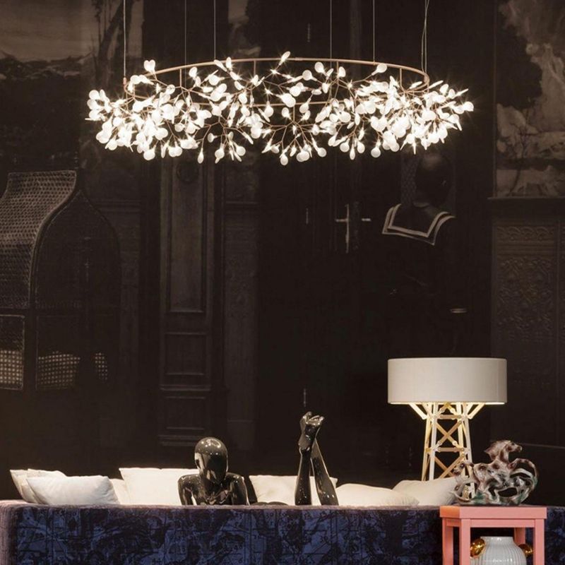 Metal White Chandelier Nordic Style Fireflies Chandelier Lamp for Living Room