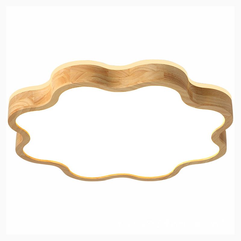 Contemporary Creative Wooden LED Flush Mount Ceiling Light for Living Room