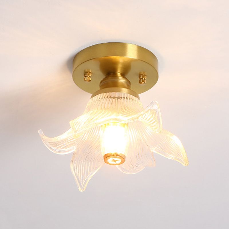 Copper Ceiling Light Modern Ceiling Mount Light with Glass Shade for Aisle
