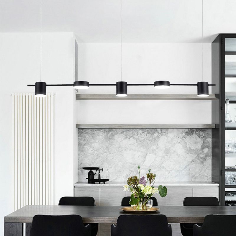 Nordic Metal Island Light Black Cylinder Multi Light Island Colgante para comedor