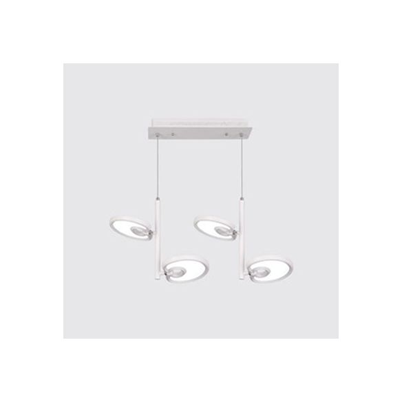 2/4/6 cabezas de hoja de colgante colgante de metal moderno de metal negro/blanco Luz colgante para comedor con luz cálida/blanca/neutra