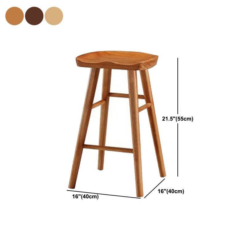 Solid Wood Armless Bar Chair Modern Backless Footrest Bar Stool