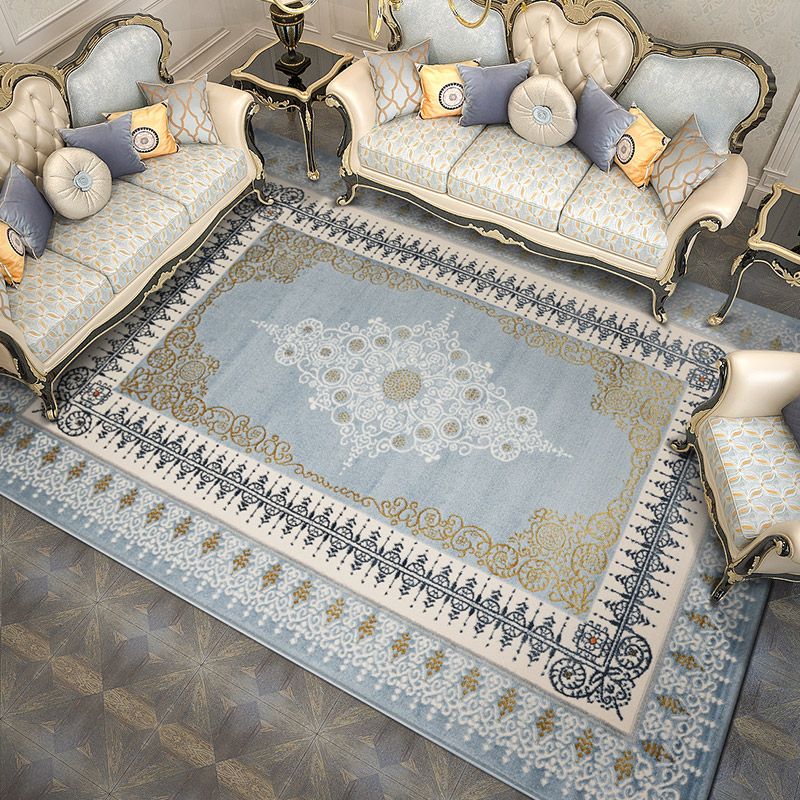 Traditional Area Carpet Bohemian Polyester Carpet Medallion Pattern Stain Resistant Rug for Bedroom