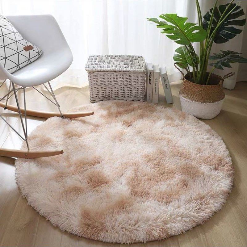 Casual Round Shag Area Rug Trendy Tie Dye Print Rug Polyester Anti-Slip Carpet for Home Decor