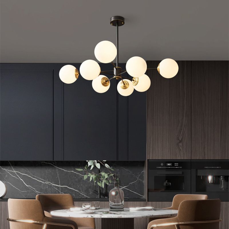 Forme sphérique en verre Sanging Chandelier Modern Style Multi Light Hanging Mount Fixture