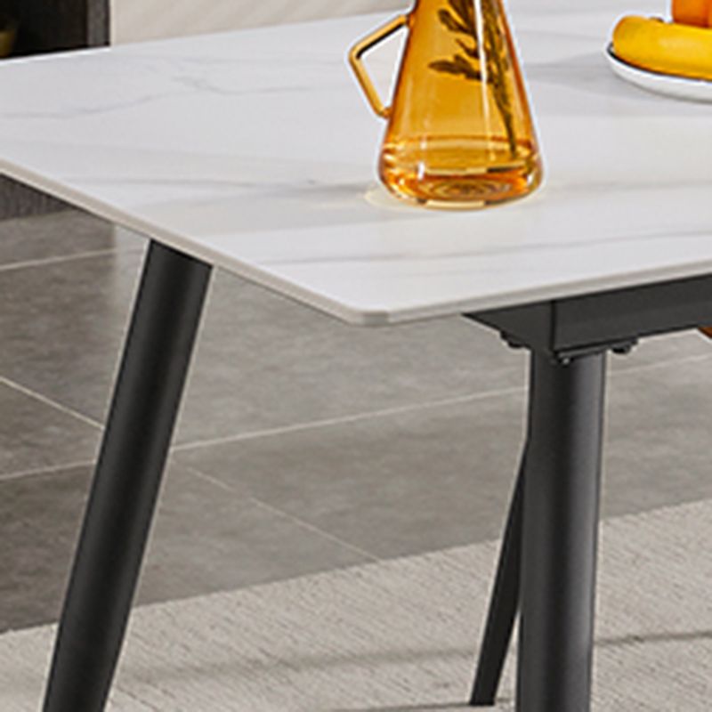 Modern Simple Dining Table Sintered Stone Dinner Table with Metal Legs