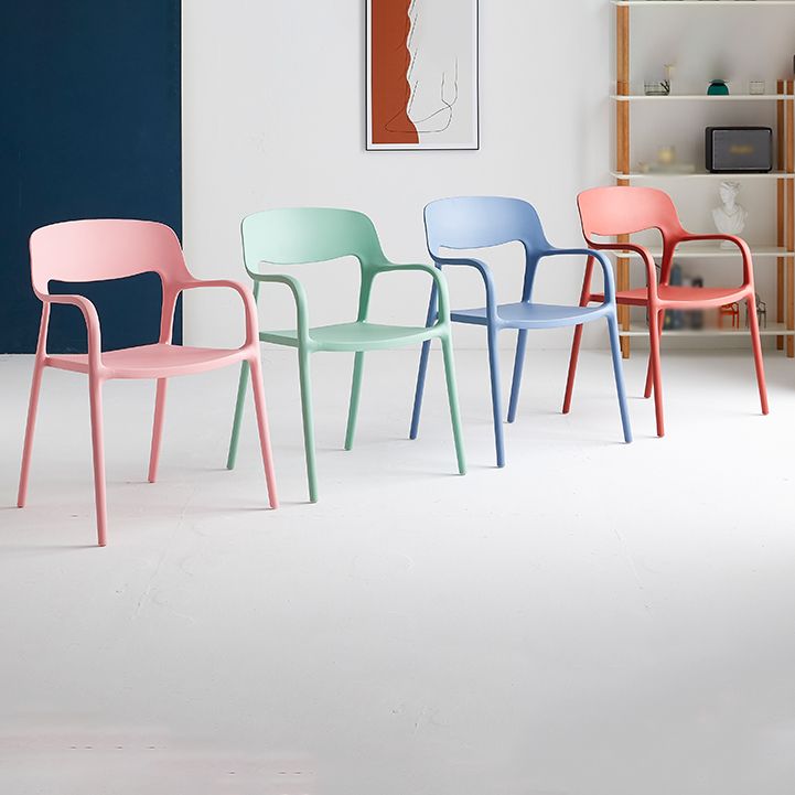 Plastic Stackable Dining Chair Contemporary Design Multicolor Arm Chair