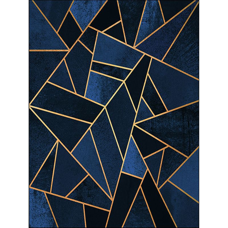 Donkerblauwe nieuwigheid Rug Polyester geometrisch patroon Tapijten Wasbaar Non-slip achterste tapijt voor woonkamer