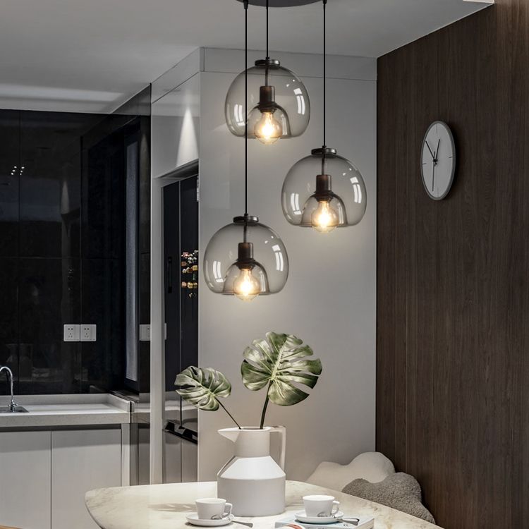 Clear Glass Hanging Light Fixtures, Nordic Simple Style Cluster Pendant Light for Indoor