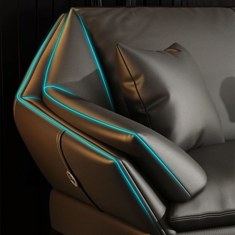 Flared Arm Leather Sofa Cushions Back Modern Sectional for Living Room