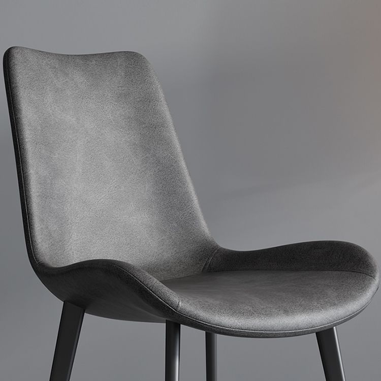 Silla de comedor tapizada de metal con respaldo sólido para interiores contemporánea (juego de 2)