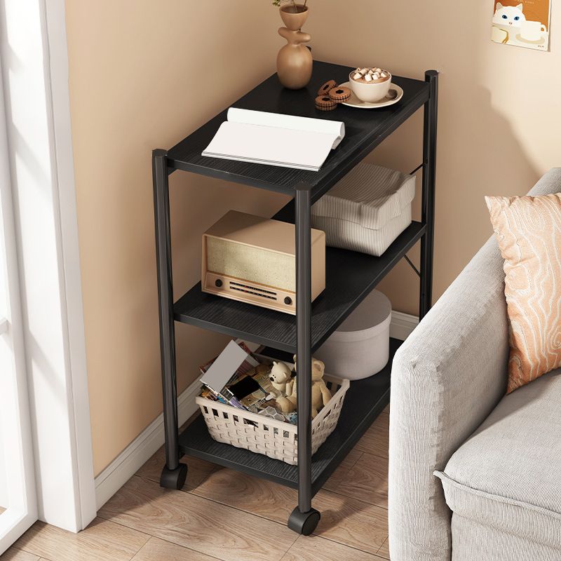 Modern Style Bookshelf Wooden Open Back Bookcase with Caster Wheels for Home
