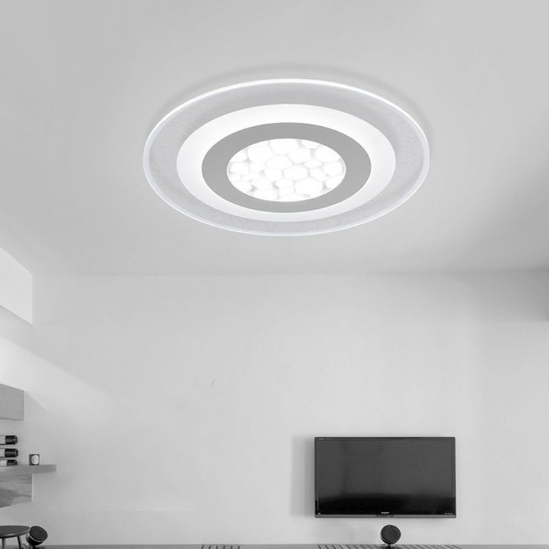 Dunste ronde/vierkante/rechthoekige plafondlamp Minimalistisch acryl Slaapkamer Kleine/grote LED-inbouwlamp met kiezelpatroon in wit