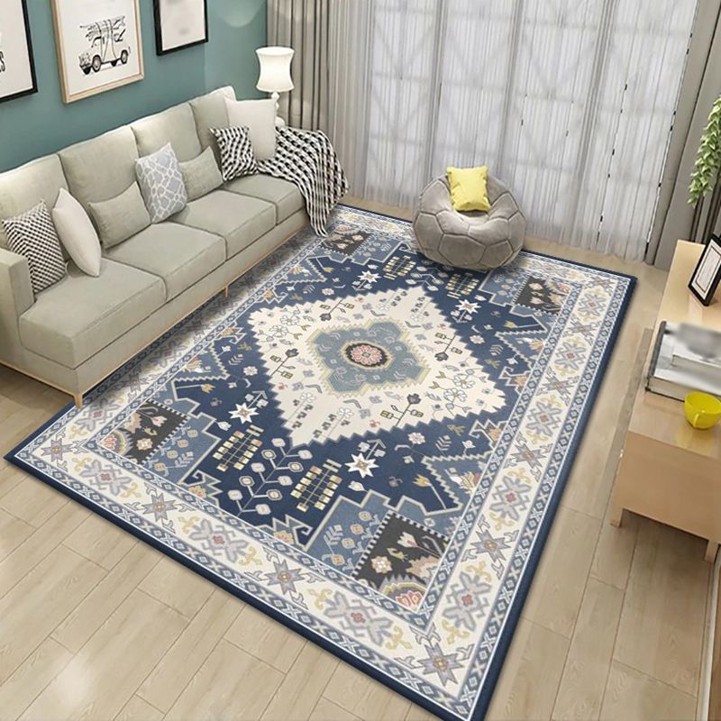 Nostalgie Indoor Teppich Blumenmuster Teppich Polyester Anti-Rutsch-Rücken Teppich für Wohnzimmer