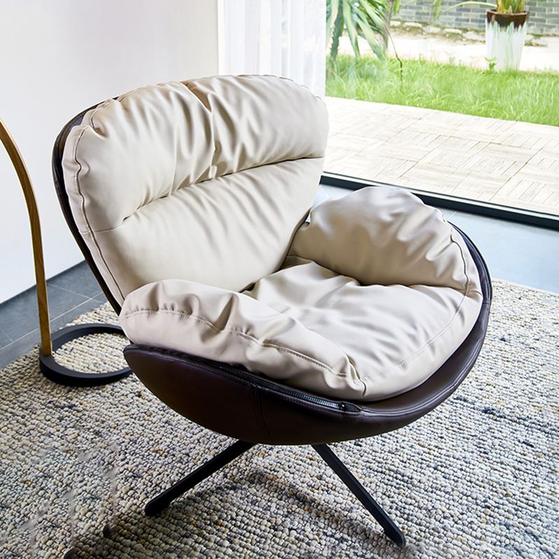 Scandinavian Parsons Chair with Removable Cushions in Faux Leather/Linen Blend