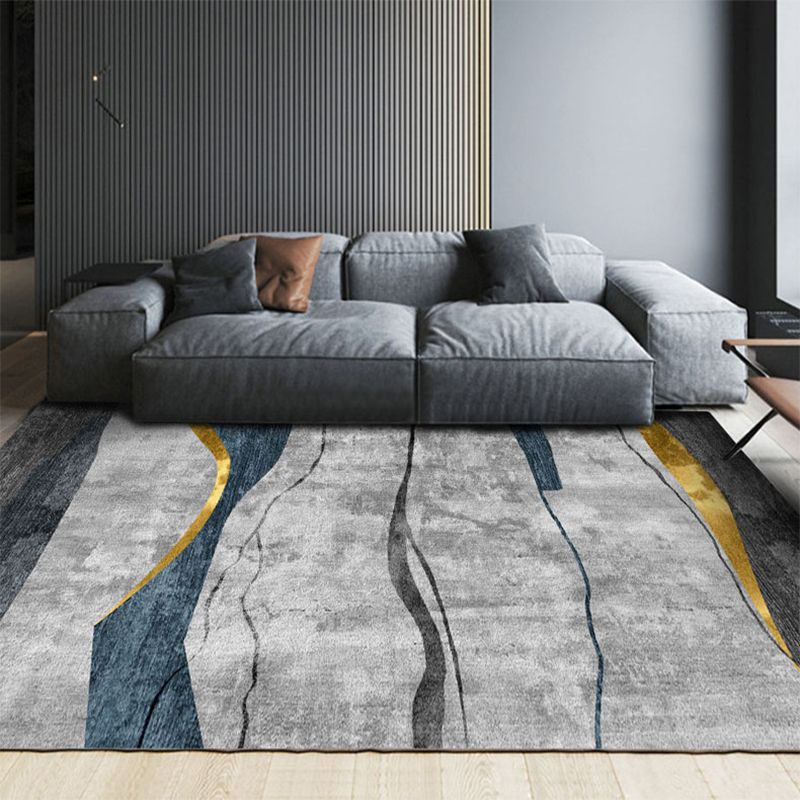 Fancy Modern Carpet Gray Geometric Orint Rug Polyester Anti-Slip Area Tapje voor woonkamer