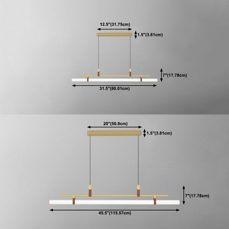 Lámpara moderna de la isla de metal lineal Luz de restaurante moderno de 1 cabeza con sombra acrílica