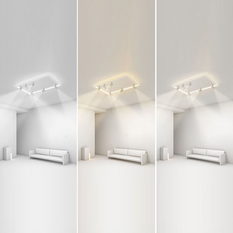 Projecteur de plafond affleurant pour salon, cadre en aluminium blanc, luminaire sur rail LED