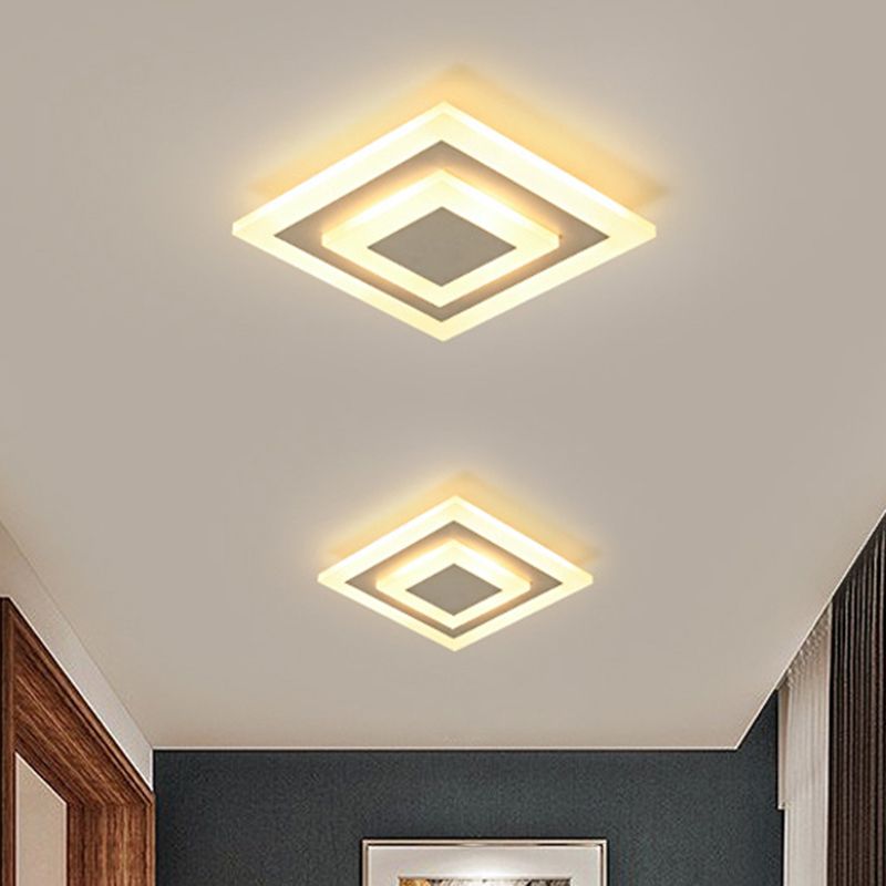 Wit/Koffie LED Gang Plafondlamp Eenvoudig Acryl Rond/Vierkant Inbouwverlichting in Warm/Wit/Natuurlijk Licht