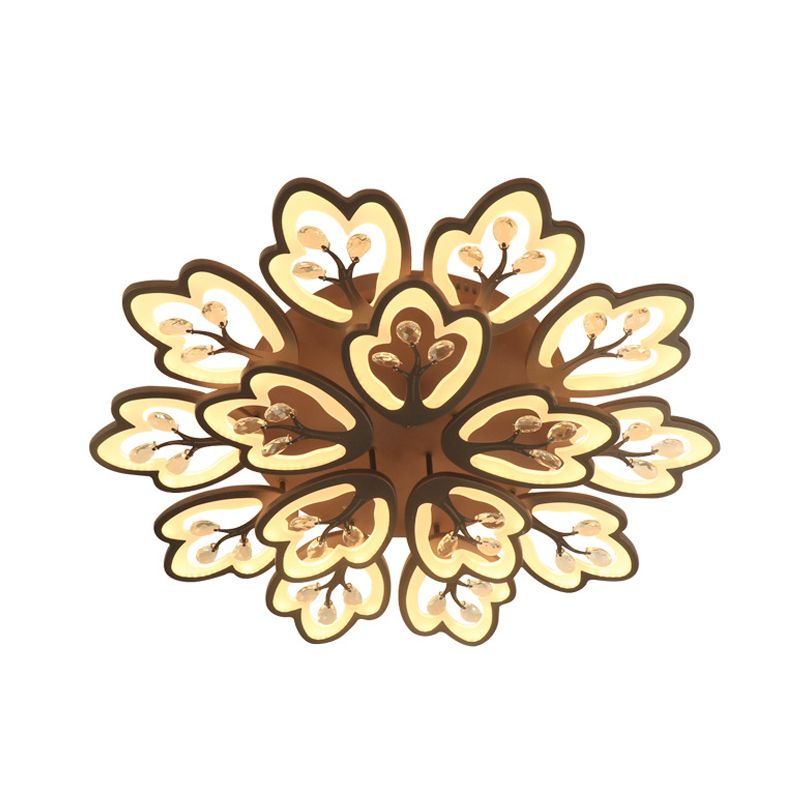 Café 12/15 lumières plafonnier style moderne acrylique floral plafonnier en chaud/blanc/3 couleurs de lumière, 37,5"/41" de large