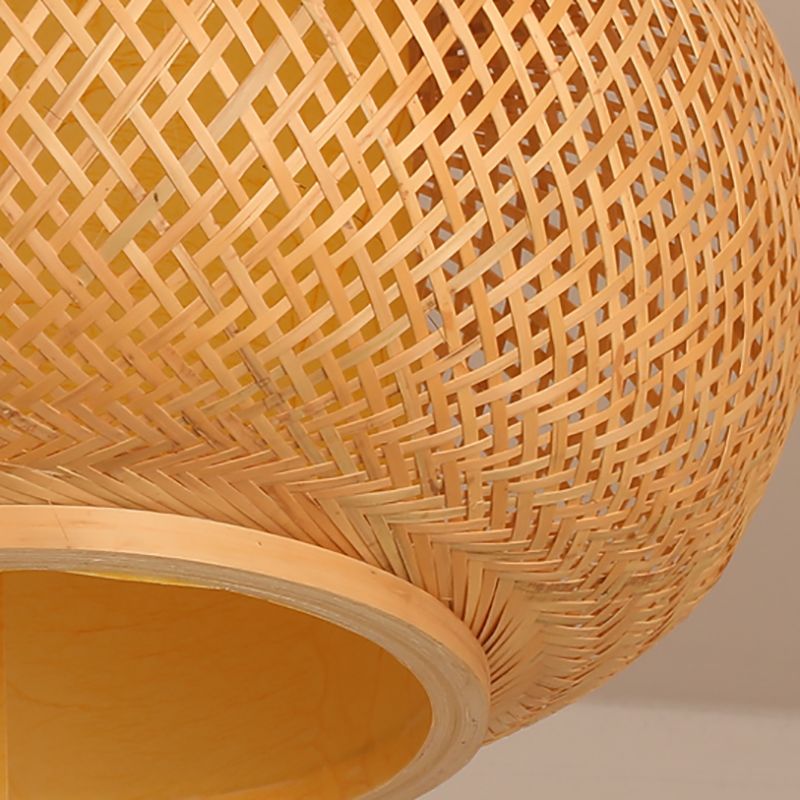 Luminaire rond en bambou pour montage au plafond, semi-encastré beige d'Asie