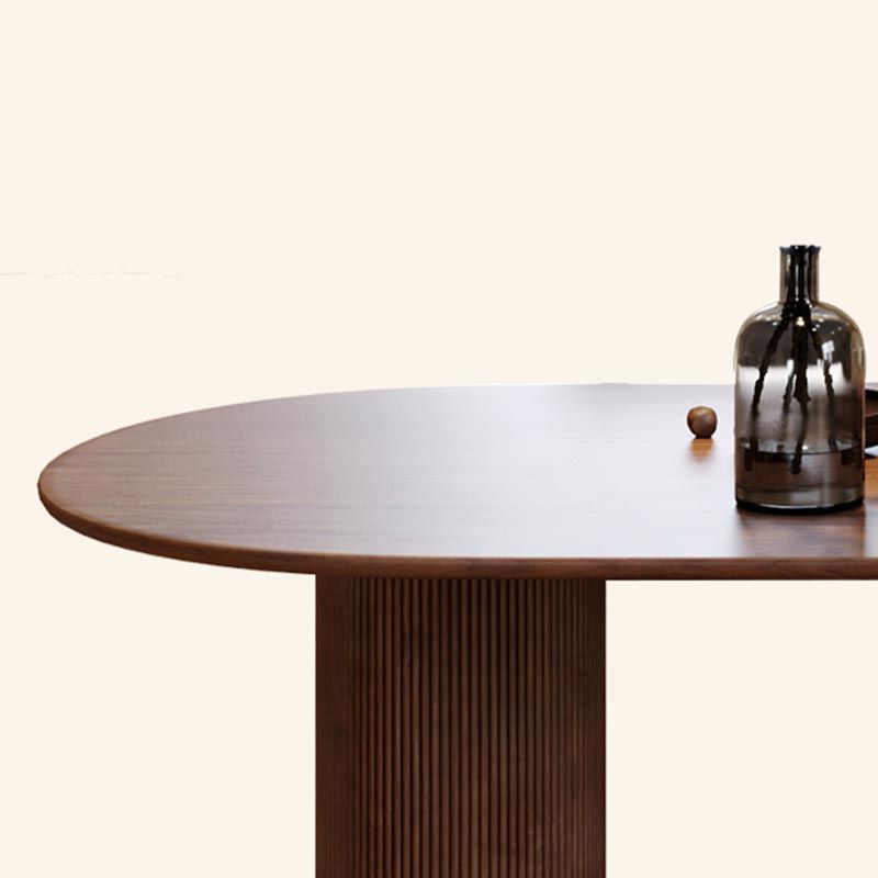 Modern Wood Top Oval Dinette Table Wood Base Dining Table for Living Room