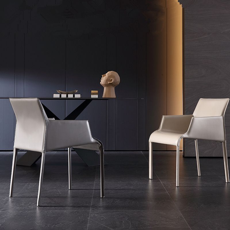 Contemporary Arm Chair Solid Back Dining Room Chair for Kitchen