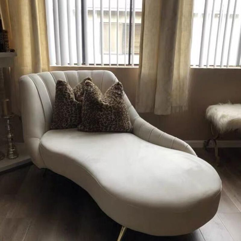 Living Room Recessed Arms Chaise Modern Style Velvet Chaise with Upholster