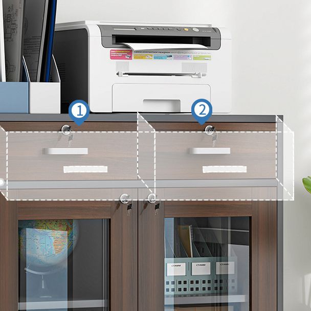 Contemporary Bookcase Closed Back Engineered Wood Book Shelf with Drawer Storage