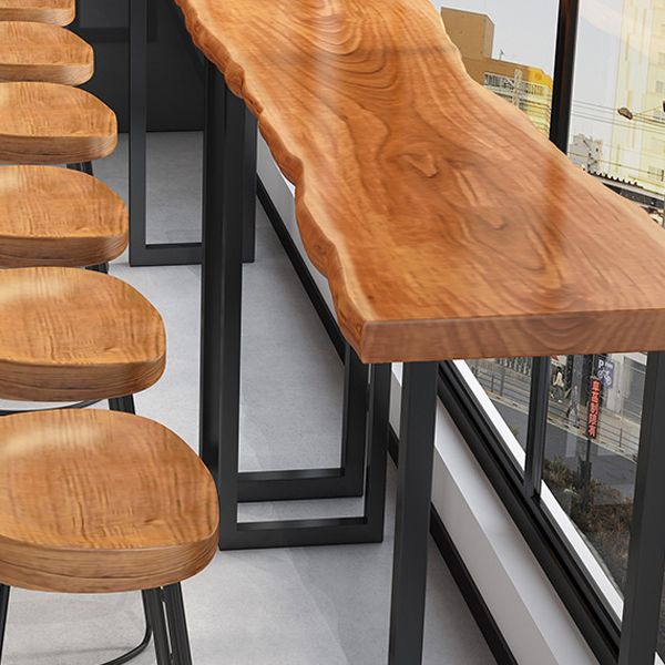 Metal Double Pedestal Bar Dining Table Industrial Rectangle Bar Height Table