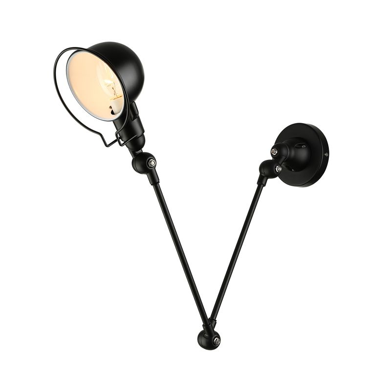 Éclairage mural à bras swing noir / blanc avec ombre de bol Métal industriel 1 Corridor Corridor Lampe