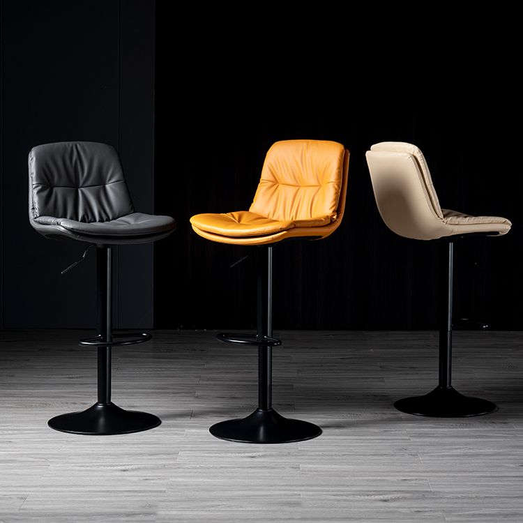 Iron Footrest Bar Stool Low Back Indoor Modern Adjustable Counter-height Stool