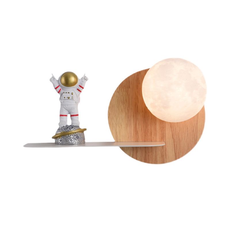 Metal & Wood 1 - Light Wall Light , Kids Style , Round / Square Wall Fixture