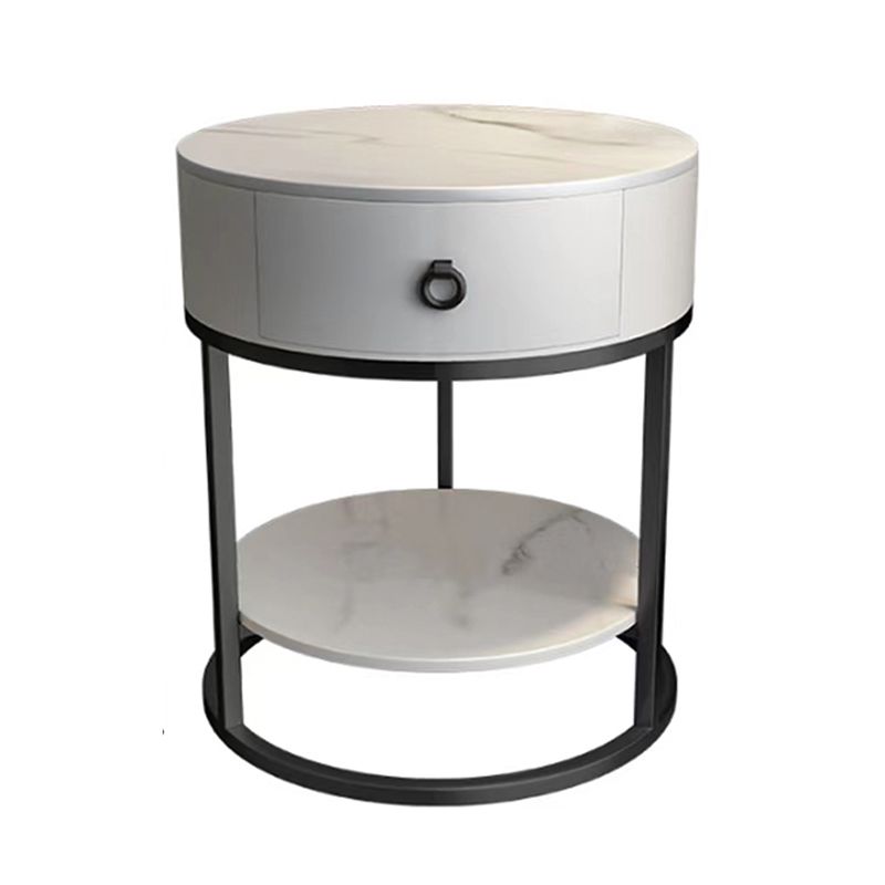 1-Drawer Shelf Included Stone Side Table - 19.69" W x 19.69" D x 22.83" H