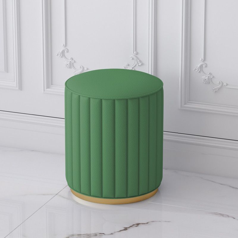 Stylish Indoor Leather Ottoman Solid Color Round Velvet Foot Stool Ottoman