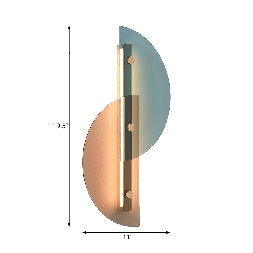 Contemporary Stylish Wall Light 2-Half Circle Glass Sconce Lighting for Dining Room Cloth Shop