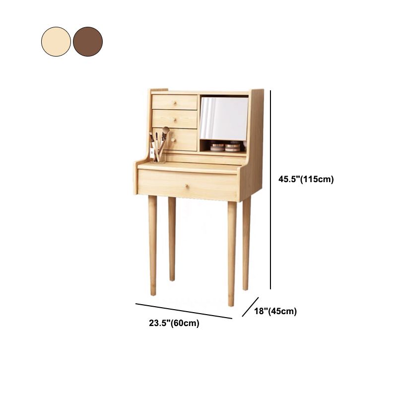 Traditional Wooden Makeup Vanity Desk Table with Stool for Bedroom