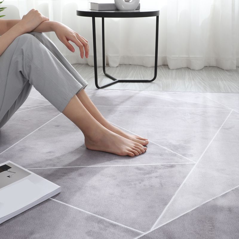 Black Modern Area Rug Line Pattern Polyester Area Carpet Stain Resistant Rug for Home Decor