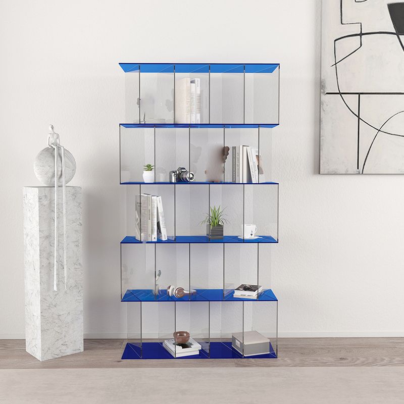 Contemporary Open Back Vertical Bookcase Acrylic Bookshelf with Shelves