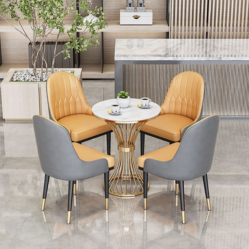Glam Metal Dining Room Chair Armless Parsons Chair for Restaurant Use