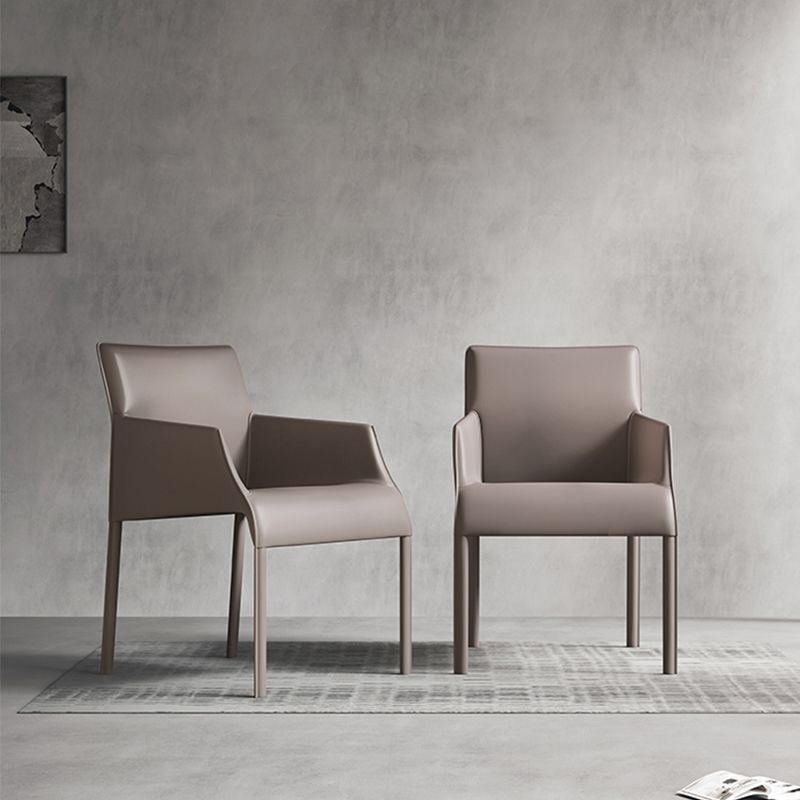 Contemporary Leather Dining Chair Parsons Chair in Matte Finish Indoor