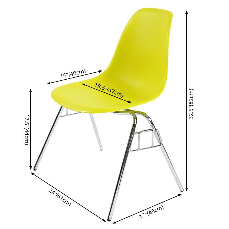 Stackable Armless Dining Chairs Solid Back Side Chairs with Metal Legs