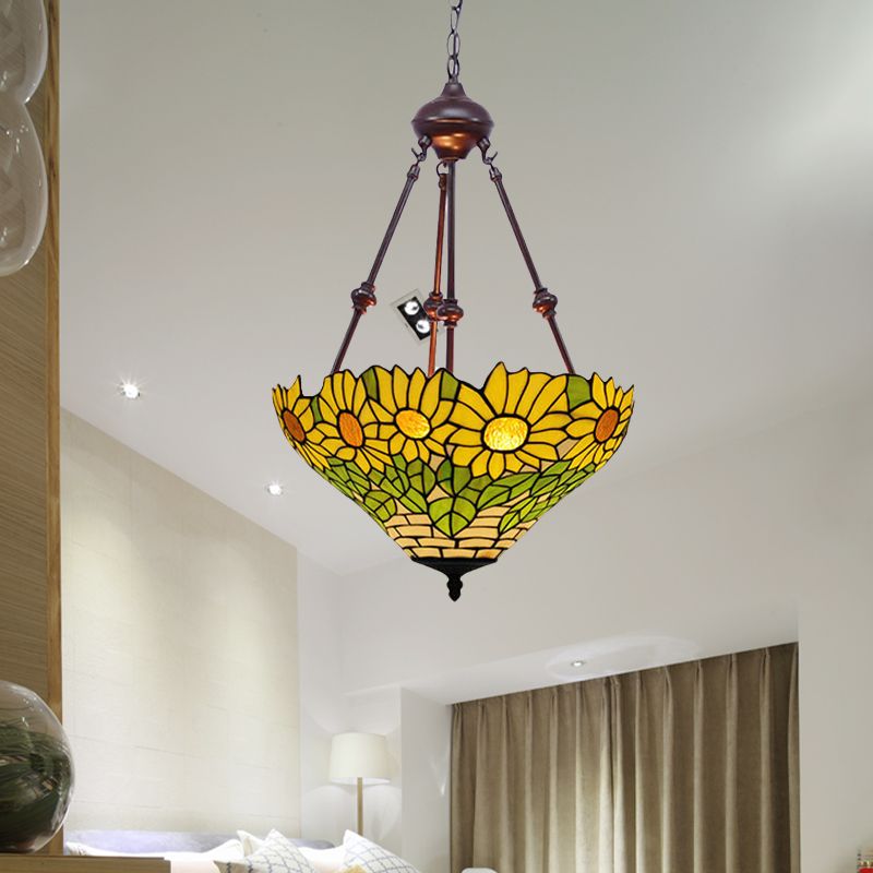 2 luci cucina soffitto lampadario mediterraneo rosso/giallo/arancione con tonalità di vetro colorato