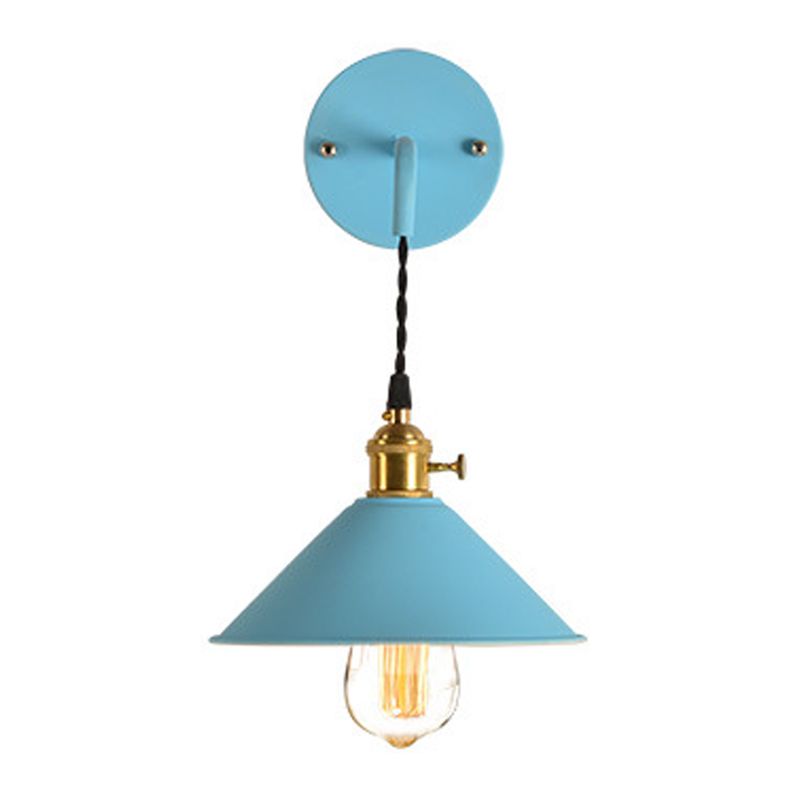 Modern Creative Hanging Wall Lamp Copper Tapered Macaroon Wall Light with Wrought Iron Shade