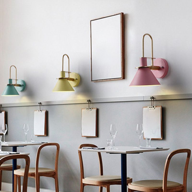 Metal Cone Shape Sconce Light Modern-Style 1 Light Wall Light Fixture